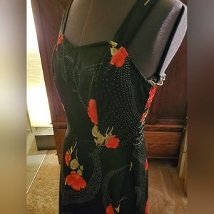 Vintage Black Floral Sundress Size 12